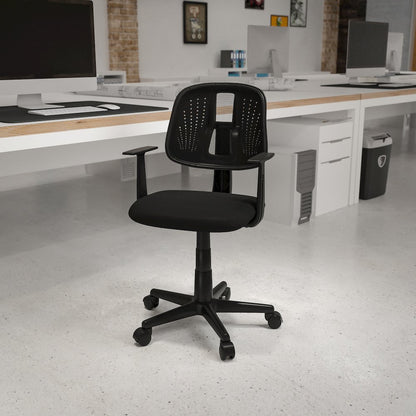Mid-Back Black Mesh Swivel Task Office Chair with Pivot Back and Arms