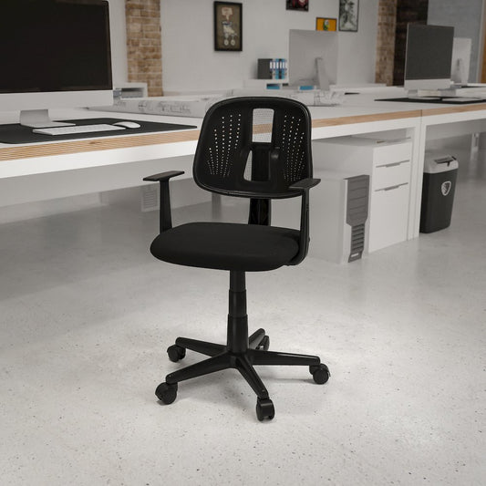 Mid-Back Black Mesh Swivel Task Office Chair with Pivot Back and Arms