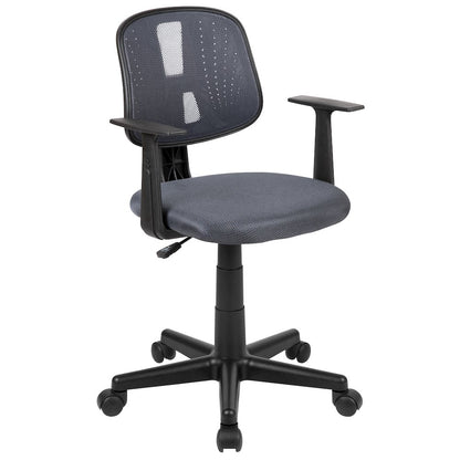 Mid-Back Gray Mesh Swivel Task Office Chair with Pivot Back and Arms