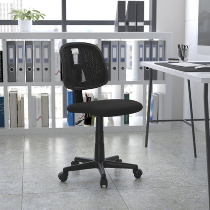 Fundamentals Mid-Back Black Mesh Swivel Task Office Chair with Pivot Back
