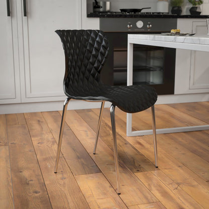 Contemporary Design Black Plastic Stack Chair