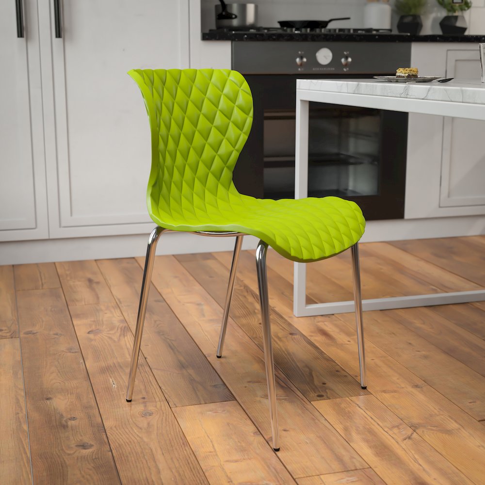 Contemporary Design Citrus Green Plastic Stack Chair