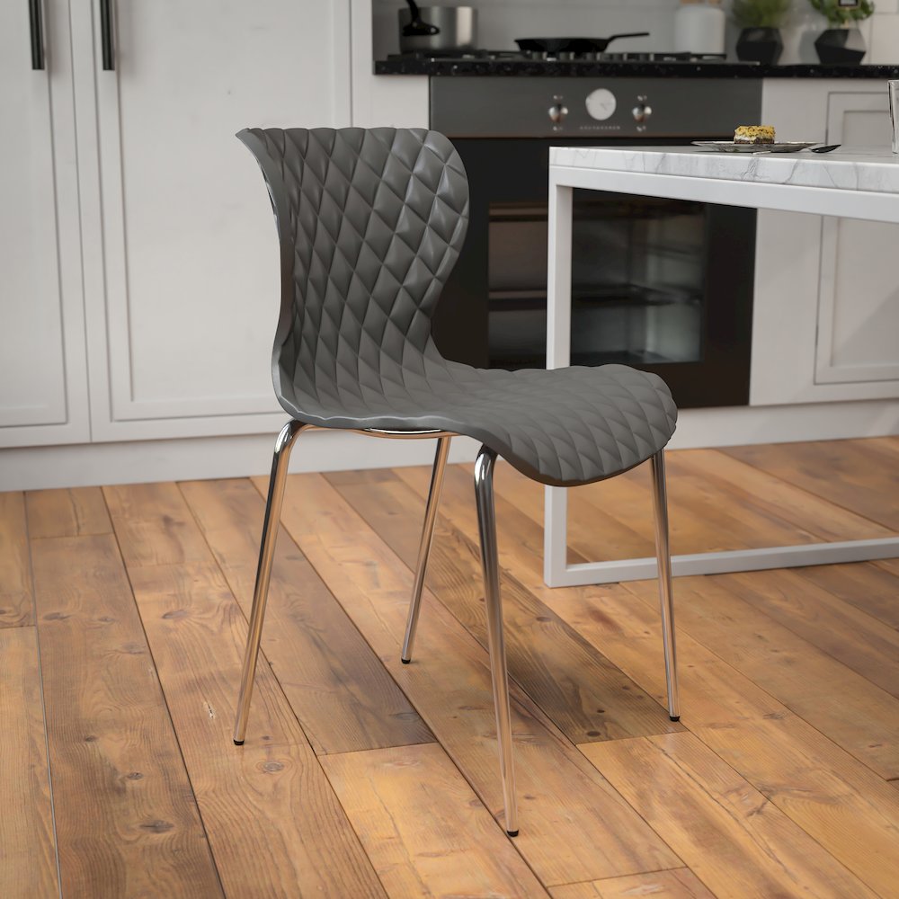 Contemporary Design Gray Plastic Stack Chair