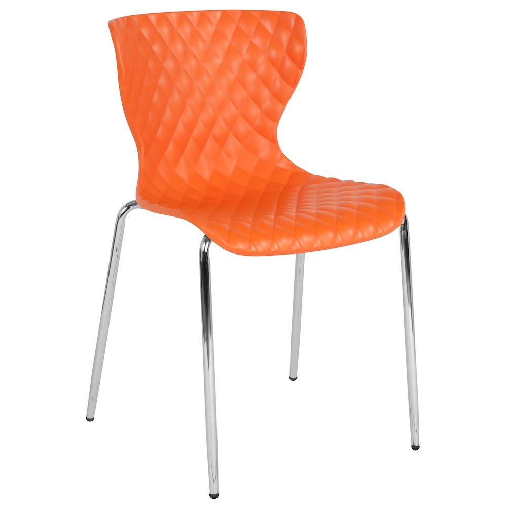 Contemporary Design Orange Plastic Stack Chair