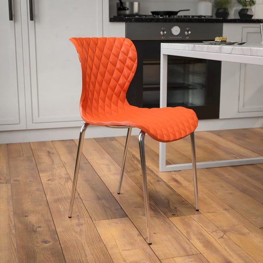 Contemporary Design Orange Plastic Stack Chair