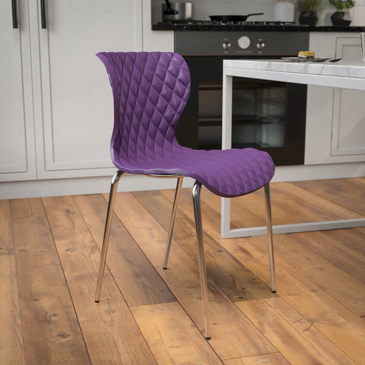 Contemporary Design Purple Plastic Stack Chair