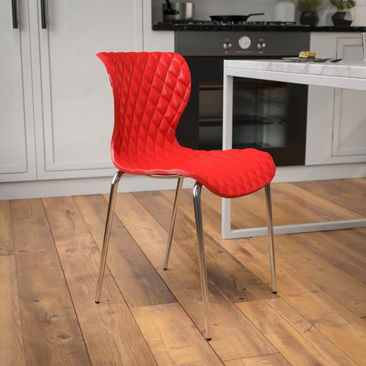 Contemporary Design Red Plastic Stack Chair