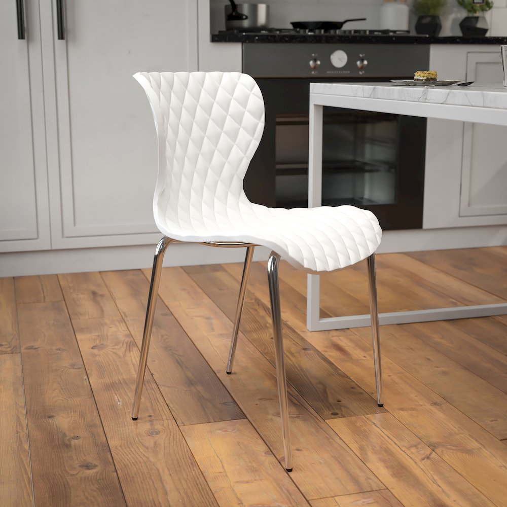 Contemporary Design White Plastic Stack Chair