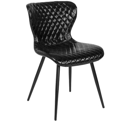Contemporary Upholstered Chair in Black Vinyl