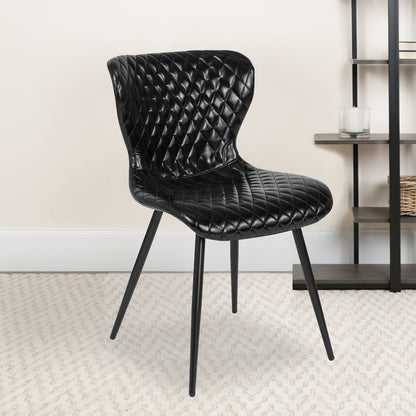 Contemporary Upholstered Chair in Black Vinyl