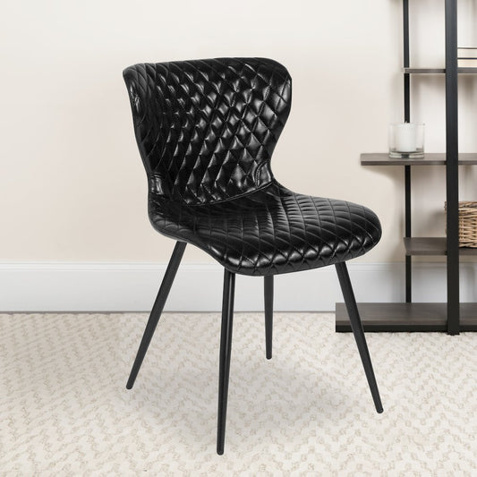 Contemporary Upholstered Chair in Black Vinyl