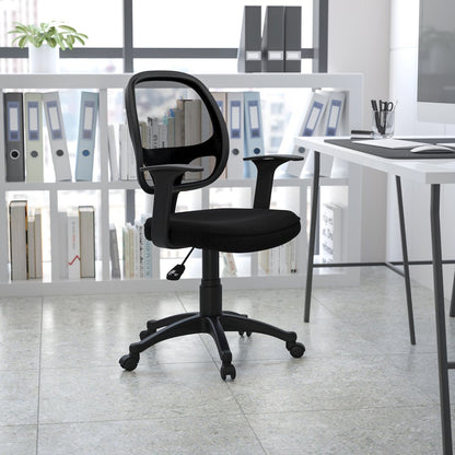 Mid-Back Black Mesh Swivel Ergonomic Task Office Chair with T-Arms - Desk Chair