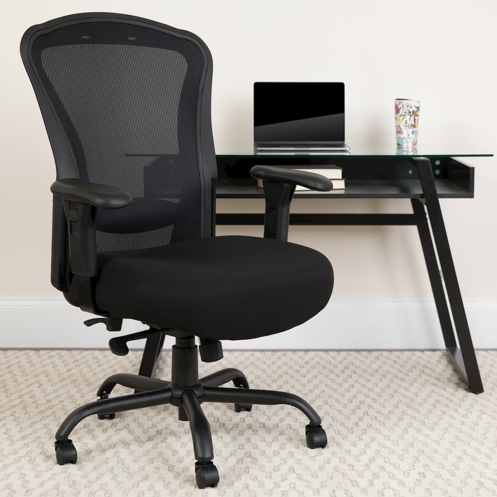 400 lb. Rated Black Mesh Multifunction Synchro-Tilt Office Chair