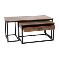 2 Piece Nesting Coffee Table Set with Storage Drawer