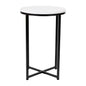 End Table - White Marble Finish Accent Table with Crisscross Matte Black Frame