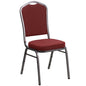 Crown Back Stacking Banquet Chair in Burgundy Fabric - Silver Vein Frame