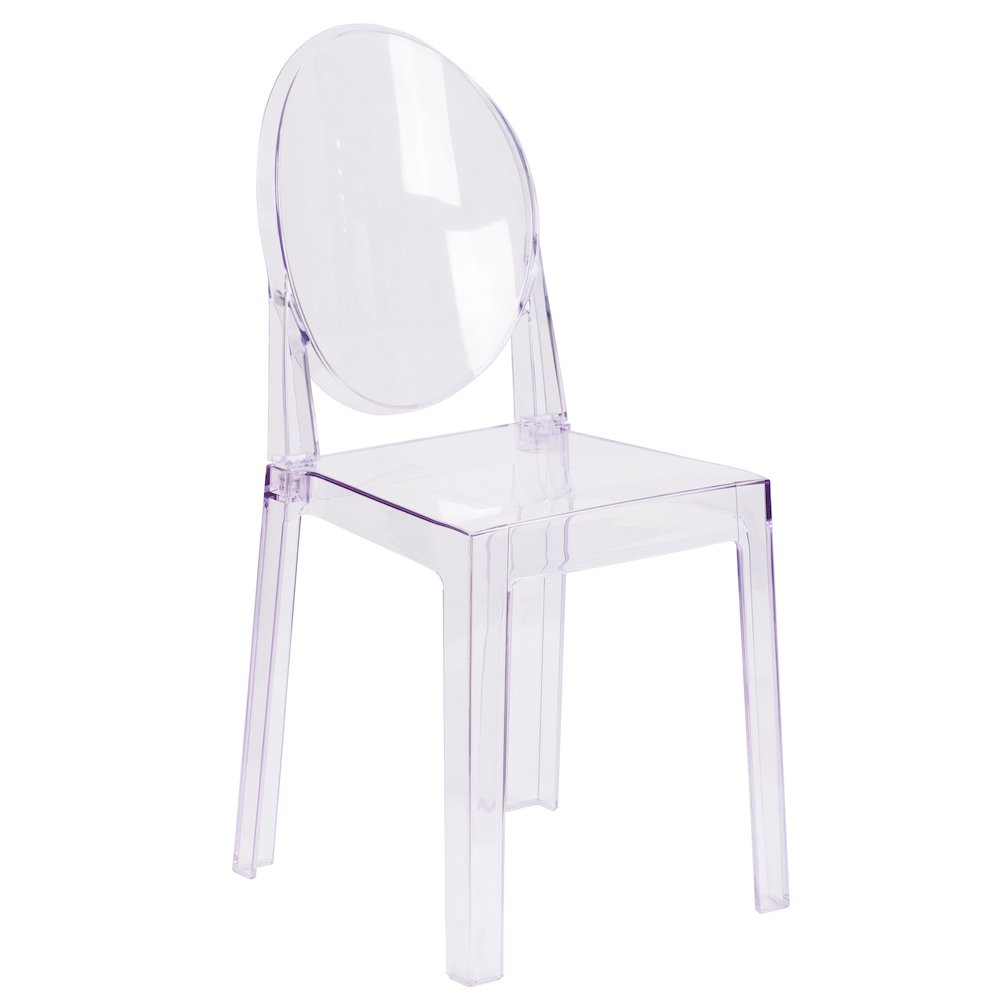 Ghost Chair with Oval Back in Revna Transparent Crystal
