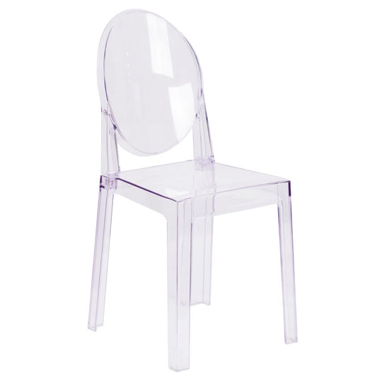Ghost Chair with Oval Back in Revna Transparent Crystal