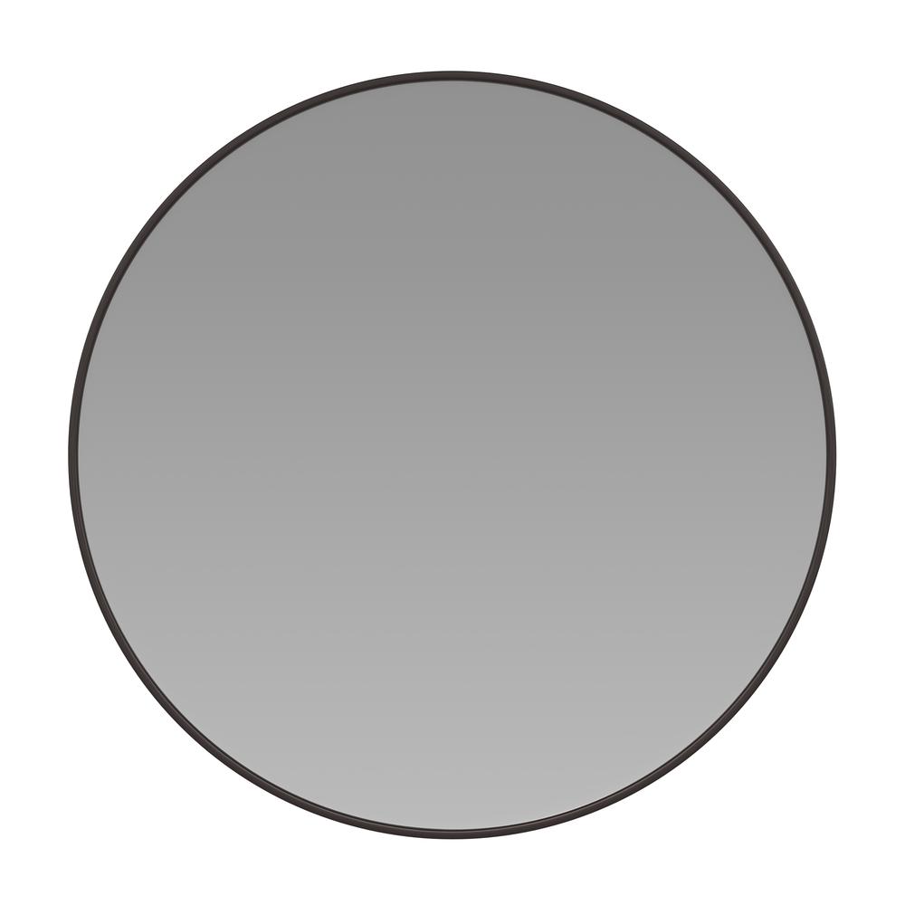 24" Round Black Metal Framed Wall Mirror