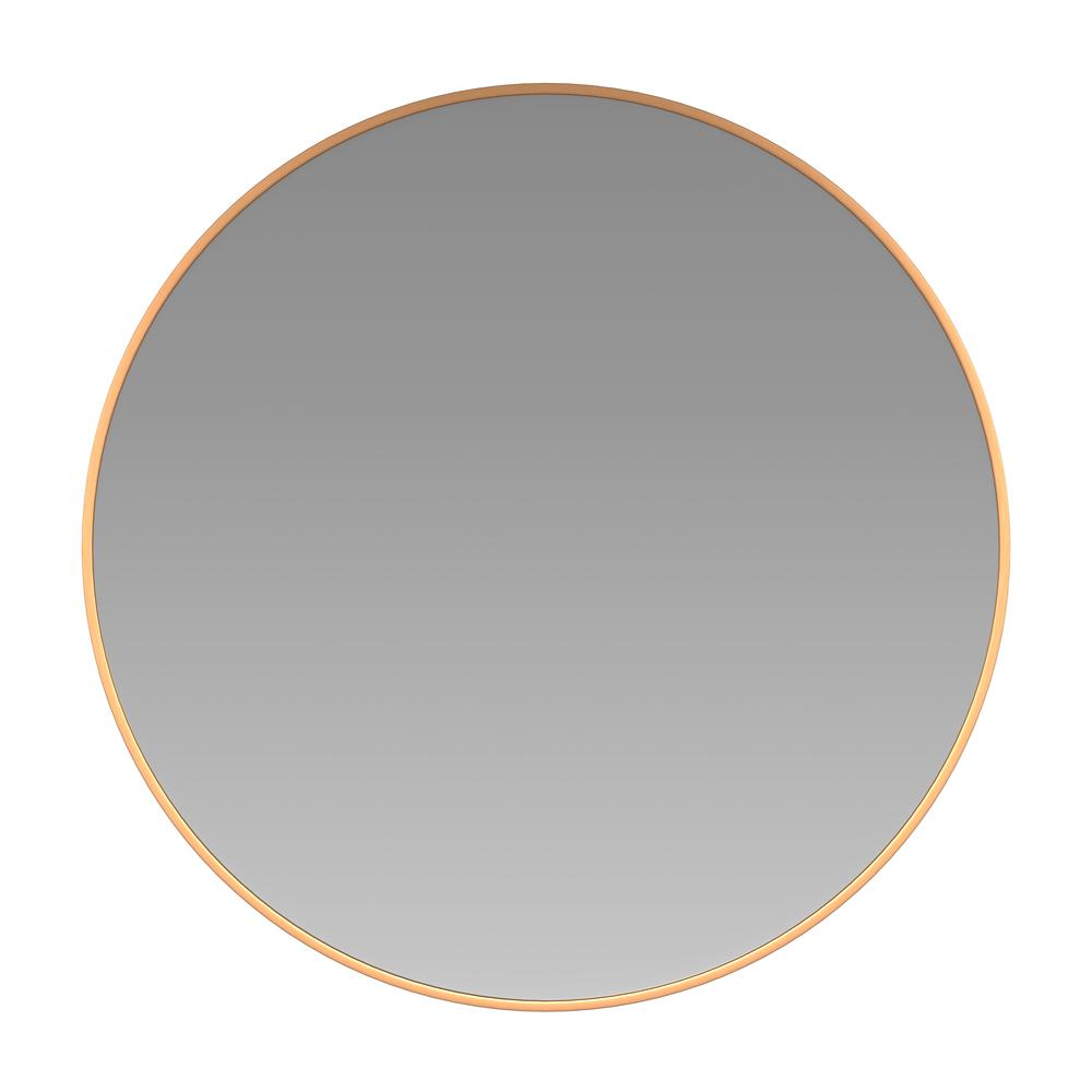 30" Round Gold Metal Framed Wall Mirror
