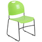 880 lb. Capacity Green Ultra-Compact Stack Chair with Black Powder Coated Frame