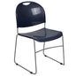 880 lb. Capacity Navy Ultra-Compact Stack Chair with Silver Powder Coated Frame