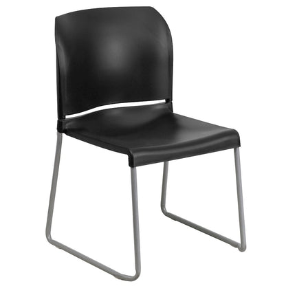 Black Full Back Contoured Stack Chair with Gray Powder Coated Sled Base