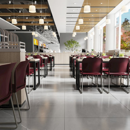 Burgundy Full Back Contoured Stack Chair with Gray Powder Coated Sled Base