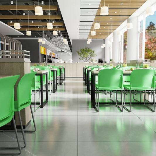 Green Full Back Contoured Stack Chair with Gray Powder Coated Sled Base