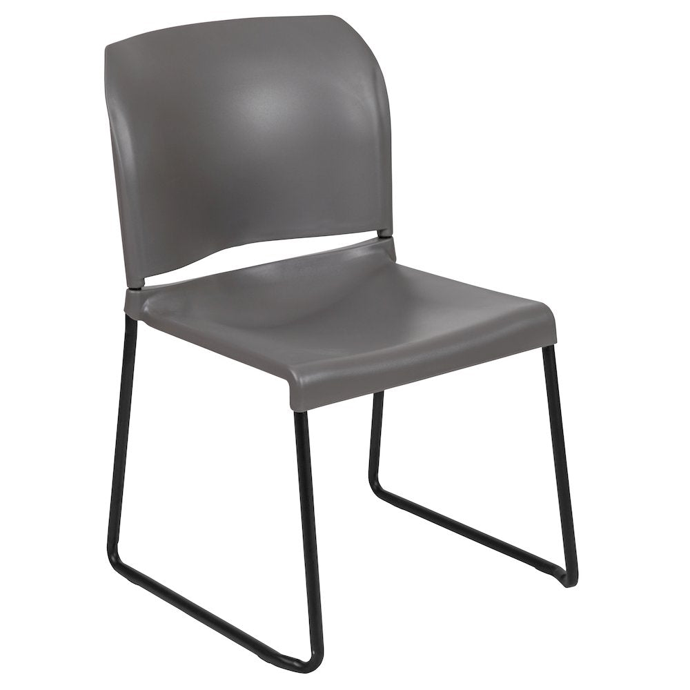 Gray Full Back Contoured Stack Chair with Black Powder Coated Sled Base