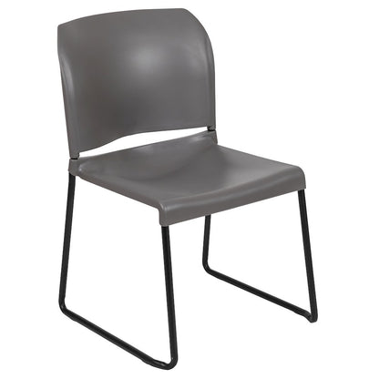 Gray Full Back Contoured Stack Chair with Black Powder Coated Sled Base