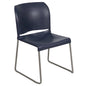 Navy Full Back Contoured Stack Chair with Gray Powder Coated Sled Base