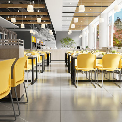 Yellow Full Back Contoured Stack Chair with Gray Powder Coated Sled Base