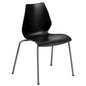 770 lb. Capacity Black Stack Chair with Lumbar Support and Silver Frame