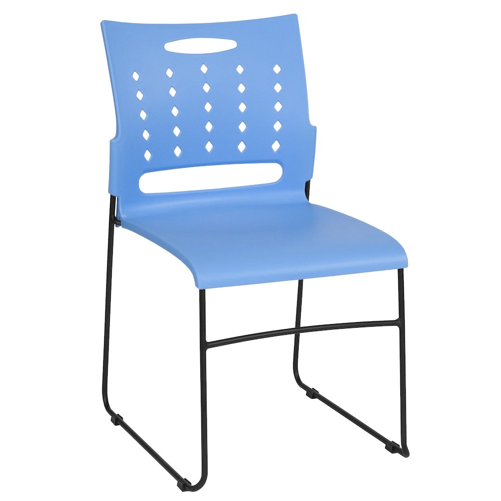 881 lb. Capacity Blue Sled Base Stack Chair with Air-Vent Back