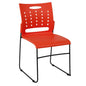 881 lb. Capacity Orange Sled Base Stack Chair with Air-Vent Back