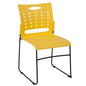 881 lb. Capacity Yellow Sled Base Stack Chair with Air-Vent Back