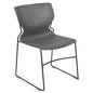 661 lb. Capacity Gray Full Back Stack Chair with Black Powder Coated Frame