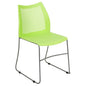 Green Stack Chair with Air-Vent Back and Gray Powder Coated Sled Base