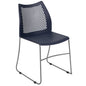 Navy Stack Chair with Air-Vent Back and Gray Powder Coated Sled Base
