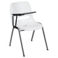 White Ergonomic Shell Chair with Right Handed Flip-Up Tablet Arm