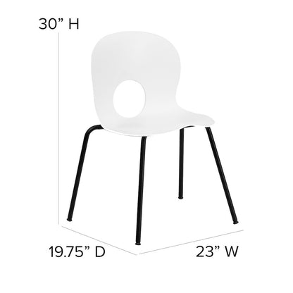 770 lb. Capacity Designer White Plastic Stack Chair with Black Frame
