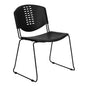 400 lb. Capacity Black Plastic Stack Chair with Black Frame