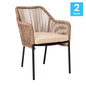 Set of 2 All-Weather Natural Woven Stacking Club Chairs
