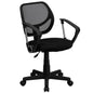 Low Back Black Mesh Swivel Task Office Chair with Curved Square Back and Arms