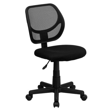 Low Back Black Mesh Swivel Task Office Chair with Curved Square Back