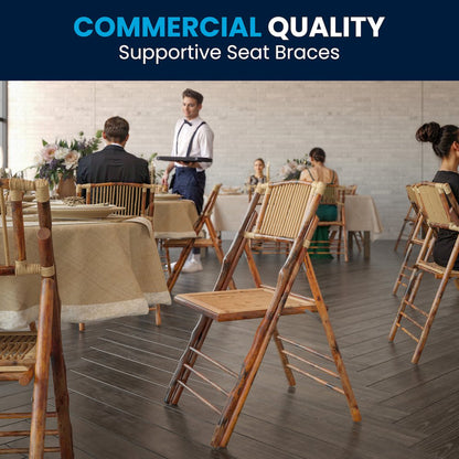 Bamboo Folding Chairs | Set of 2 Bamboo Wood Folding Chairs