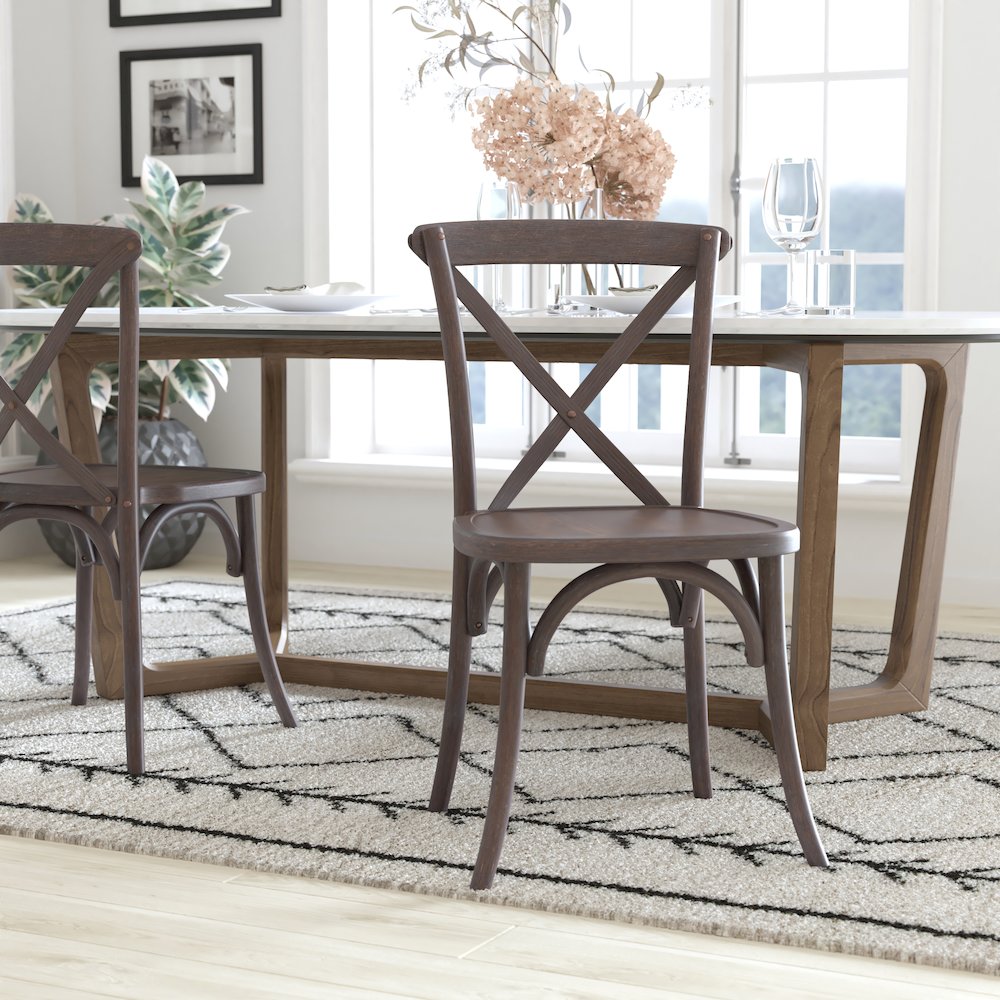 Gray Wash Dark Driftwood X-Back Chair