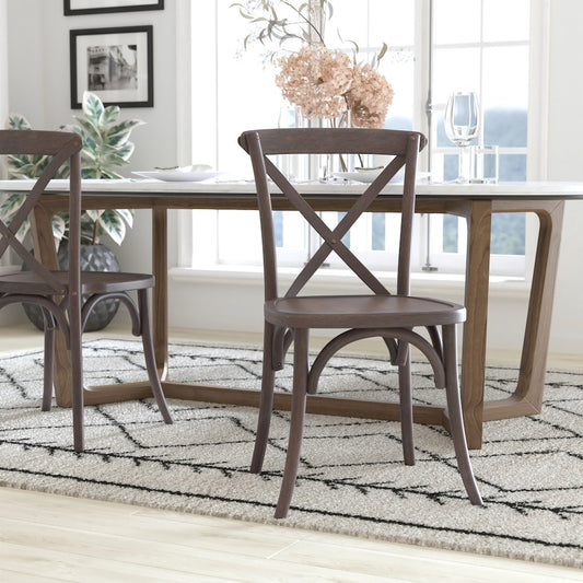 Gray Wash Dark Driftwood X-Back Chair