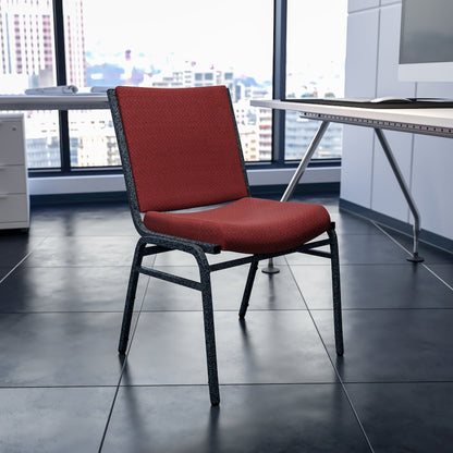 Heavy Duty Burgundy Patterned Fabric Stack Chair